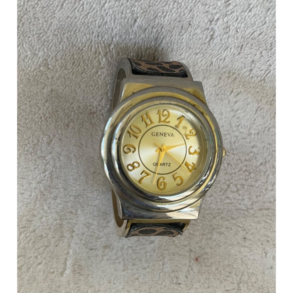 Geneva 1965MB Leopard Print Watch Stainless Steel Back Needs Battery